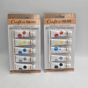 Crafter's Square 5 Tempera Watercolors Tubes .352 oz Each Red Blue Black Gray Ye